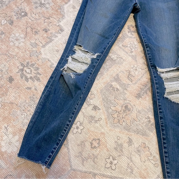 FRAME Le High Ripped High Waist Raw Hem Crop Skinny Jeans - Picture 9 of 14